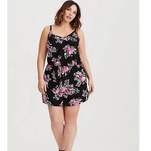 Torrid Black Floral Jersey Romper